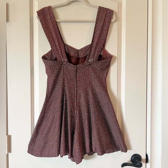 Vintage Alyn Paige brown romper with small white polka dots - Picture 6 of 11